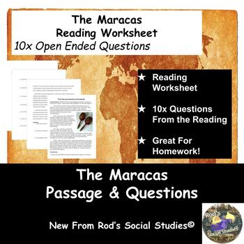 Preview of The Maracas Reading Worksheet **Editable**