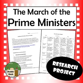 Preview of The March of the Prime Ministers of Canada Project + Rubric (Social Studies)
