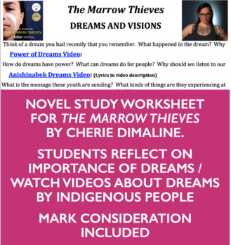 Preview of The Marrow Thieves - Dreams and Visions - Novel Study - Indigenous