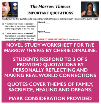Preview of The Marrow Thieves - Important Quotations - Novel Study - Indigenous