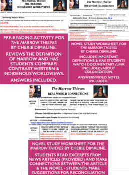 Preview of The Marrow Thieves Novel Study- worksheets/assessments - BONUS FILE - Indigenous