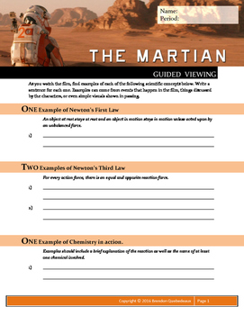 Preview of The Martian (2015) Guided Viewing (Movie Guide) Worksheet