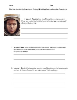 Preview of The Martian (2015) Movie Questions -- English AND Spanish