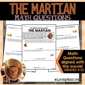 Preview of The Martian: Math Movie Activity