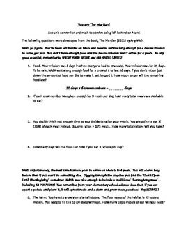 Preview of The Martian Movie - calculations and conversions from the book