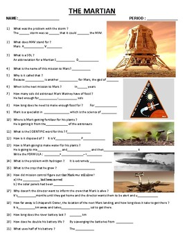 Preview of The Martian - movie worksheet - 38 Comprehension questions