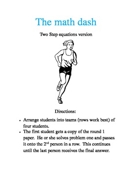Preview of The Mash Dash--Two Step Equations Activity