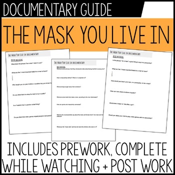Preview of The Mask You Live In, MOVIE GUIDE + pre/ post activity