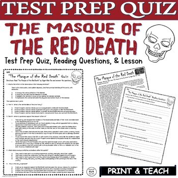 Preview of The Masque of the Red Death Quiz Edgar Allan Poe Short Story Reading Test Prep