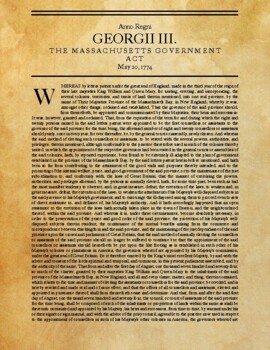 Preview of The Massachusetts Government Act of 1774