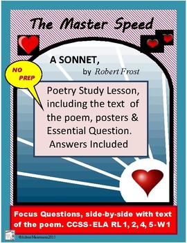 Preview of THE MASTER SPEED  by Robert Frost - Sonnet Study and Posters