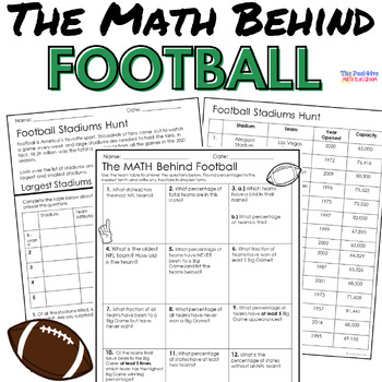 Preview of Super Bowl Football Math - Real World Percentages and Statistics Practice