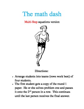 Preview of The Math Dash--Multi-Step Equations