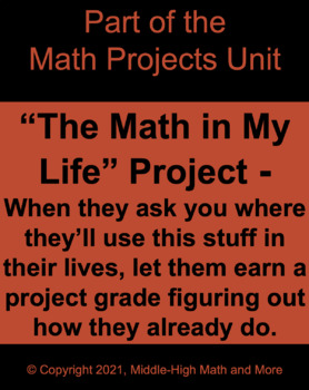Preview of The Math in My Life Project -Where Students Find Math in Their Lives, GOOGLE DOC