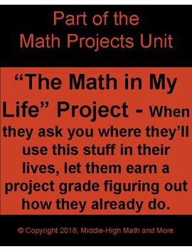 Preview of The Math in My Life Project - Where Students Find the Math in Their Lives