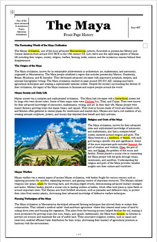 Preview of The Mayan Civilization: A Front Page History