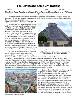 Preview of The Mayan and Aztec Civilizations: Informational Text, Images, and Assessment