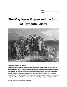 Preview of The Mayflower Voyage and the Birth of Plymouth Colony Worksheet
