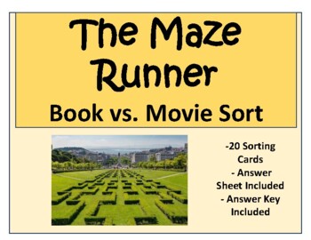 Preview of The Maze Runner Book vs. Movie Sort