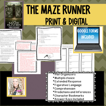 Preview of The Maze Runner Print and Digital Novel Unit with Chapter Quizzes NO PREP