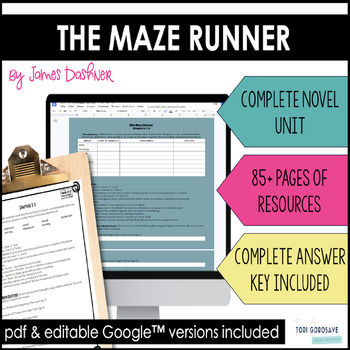 Preview of The Maze Runner (Dashner) Novel Study | DIGITAL & PRINT