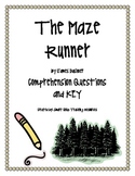 "The Maze Runner", by J. Dashner, Comprehension Questions and KEY
