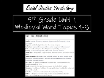 Preview of The Medieval World Vocabulary