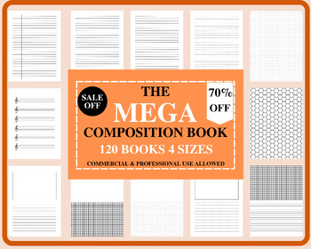 Preview of The Mega Design Bundle | Printable Composition Notebook 120 Notebooks 4 Sizes
