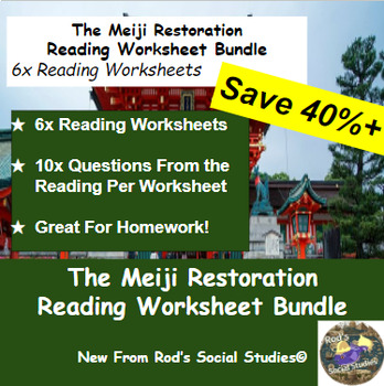 Preview of The Meiji Restoration Lesson Reading Worksheet Bundle **Editable**