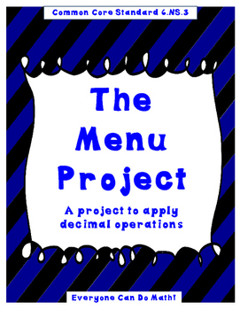 Preview of The Menu Project:  A Decimal Project