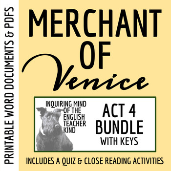 Preview of The Merchant of Venice Act 4 Quiz and Close Reading Bundle (Printable)