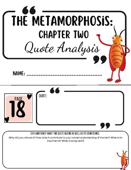 Preview of The Metamorphosis (Kafka) - Chapter 2 Activity: Quote Analysis Reading Guide