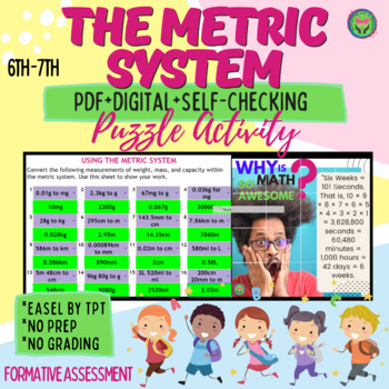 Preview of The Metric System Puzzle Self-checking Activity + PDF