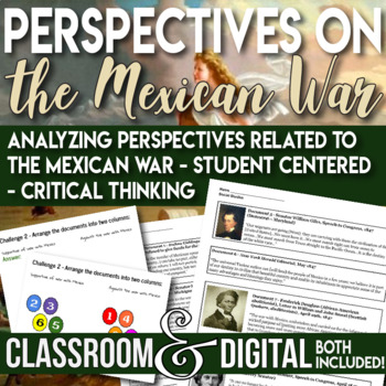 Preview of The Mexican War Analyzing Perspectives for and against the War Critical Thinking