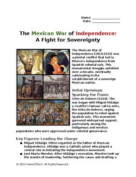 Preview of The Mexican War of Independence Worksheet!