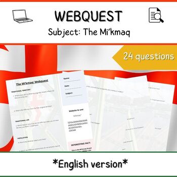 Preview of The Mi'kmaq **English Webquest**- Indigenous History and Culture in Canada