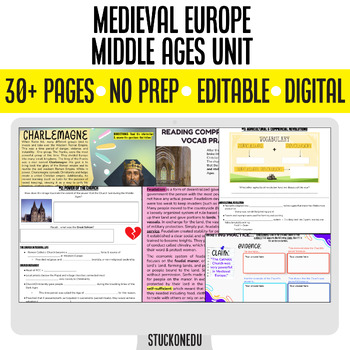 Preview of Medieval Europe Middle Ages Unit Social Studies Interactive Projects Activities