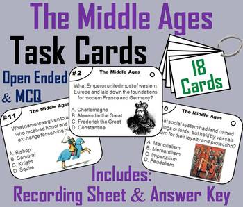 Preview of Middle Ages Task Cards Activity: Medieval Europe: Feudalism, Crusades Knights