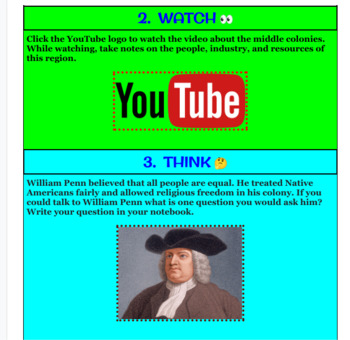 Preview of The Middle Colonies HyperDoc