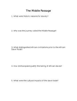 Preview of The Middle Passage Video Questions