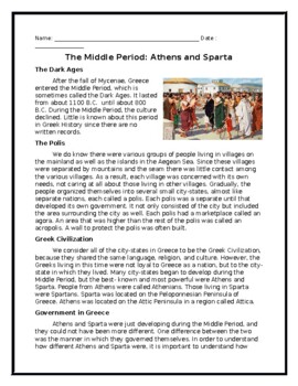 Preview of The Middle Period: Athens and Sparta