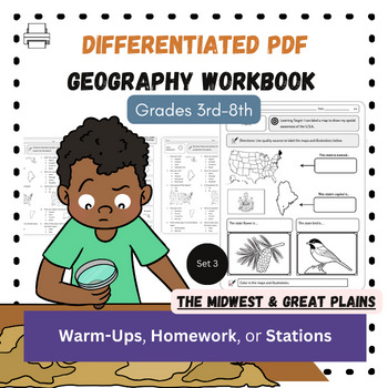 Preview of The Midwest and The Great Plains PRINTABLE Differentiated US Geography Workbook