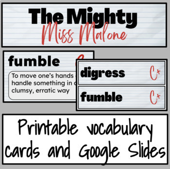 Preview of The Mighty Miss Malone Excerpt StudySync Vocabulary Pack