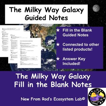 Preview of The Milky Way Galaxy Fill in the Blank Guided Notes w/Answer Key EDITABLE