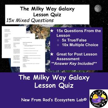 Preview of The Milky Way Galaxy Lesson Quiz w/Answer Key **Editable**