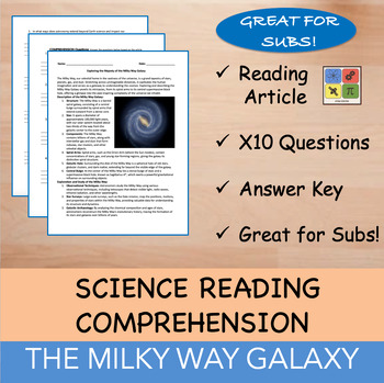 Preview of The Milky Way Galaxy - Reading Passage x 10 Questions - 100% EDITABLE