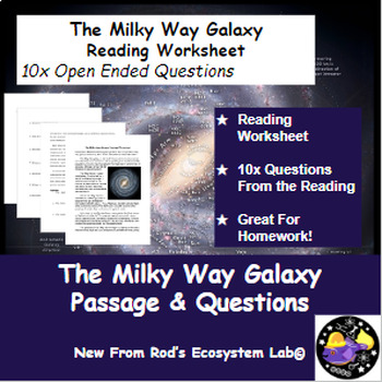Preview of The Milky Way Galaxy Reading Worksheet **Editable**
