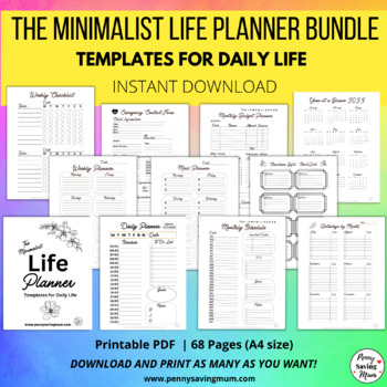 Preview of The Minimalist Life Planner Templates Bundle Pack