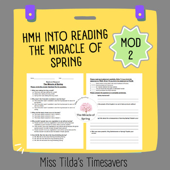 Preview of The Miracle of Spring - Grade 5 HMH into Reading