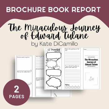 Preview of The Miraculous Journey of Edward Tulane Book Report Brochure, PDF, 2 Pages